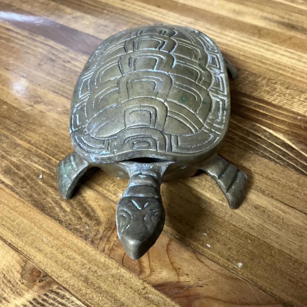 VTG MCM Brass Turtle Trinket Box - Picture 2 of 7